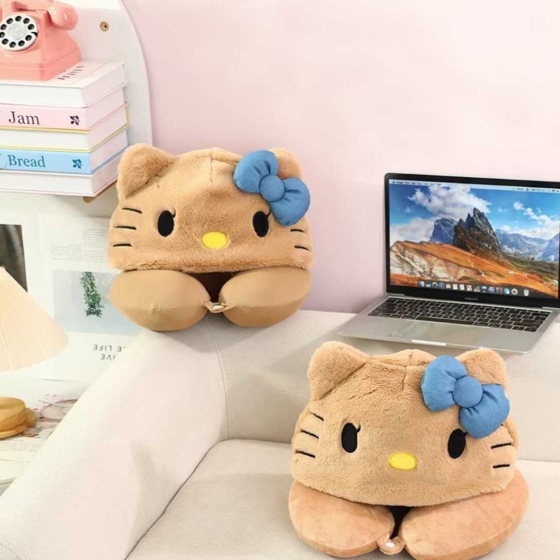 Travel Accessories Pillow - Kitty Hooded U-shaped Pillow Travel Pillow