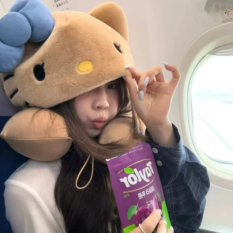 Travel Accessories Pillow - Kawaii hooded U-shaped neck pillow plush