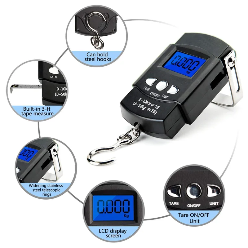 Luggage Scale Hanging - 50kg Digital Hanging Scale with 1m