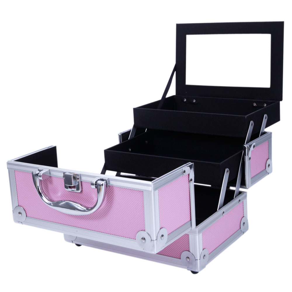 Pink Aluminum Alloy Makeup Cas - Travel Accessories Organizer Bag 评论和价格