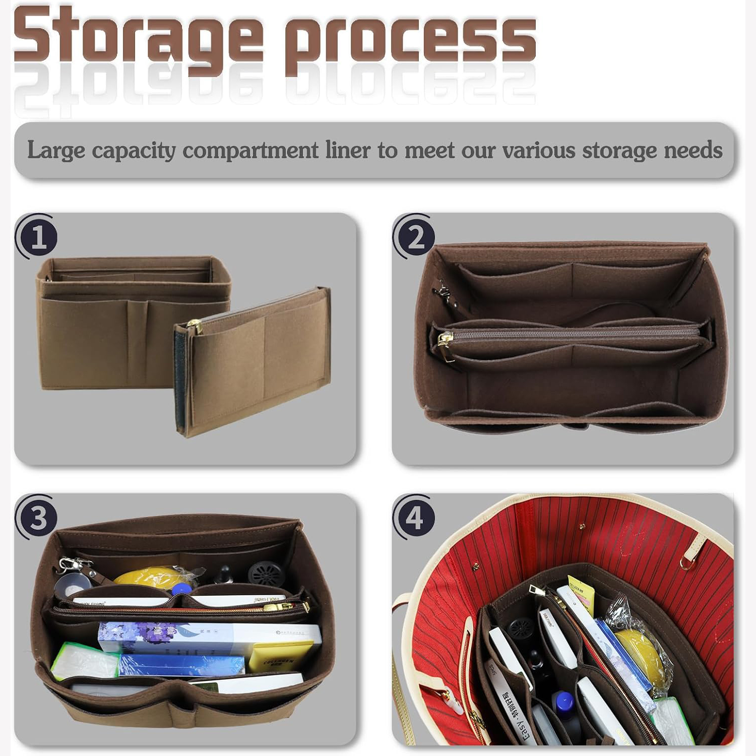 Felt Insert Bag Organizer for  - Travel Accessories Lv 评论和价格