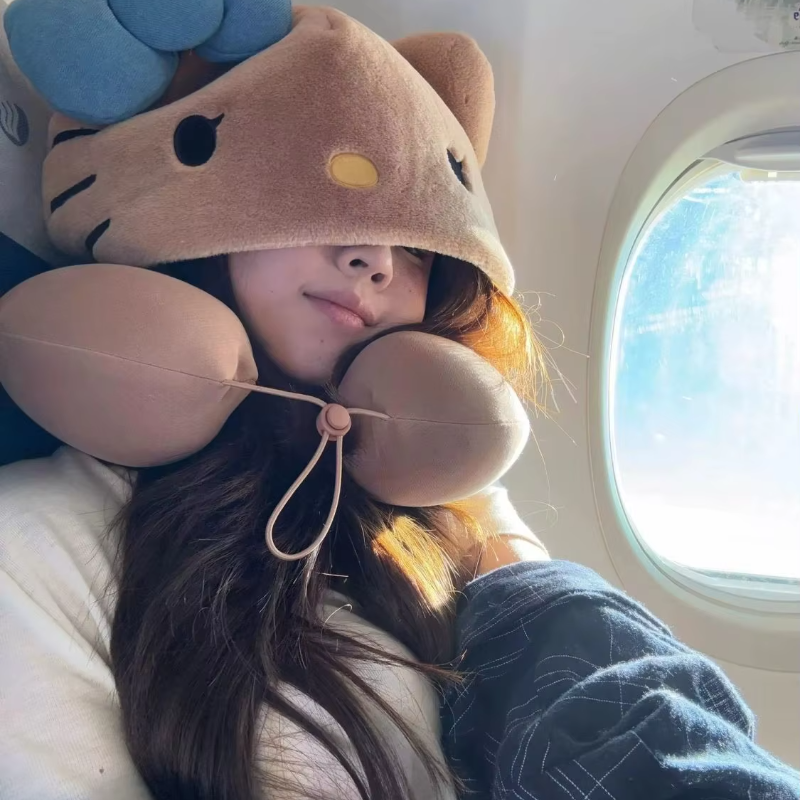Kawaii hooded U-shaped neck pi - Travel Accessories Pillow 评论和价格