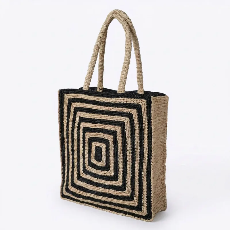 Striped raffia woven straw bag - Travel Accessories Bag 评论和价格