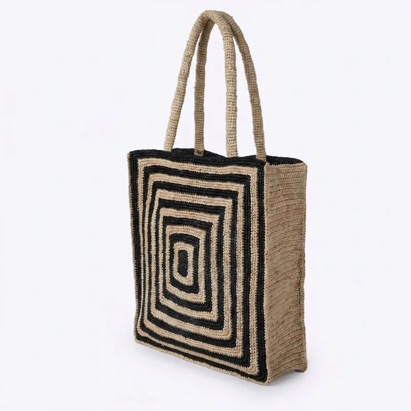 Striped raffia woven straw bag - Travel Accessories Bag 评论和价格