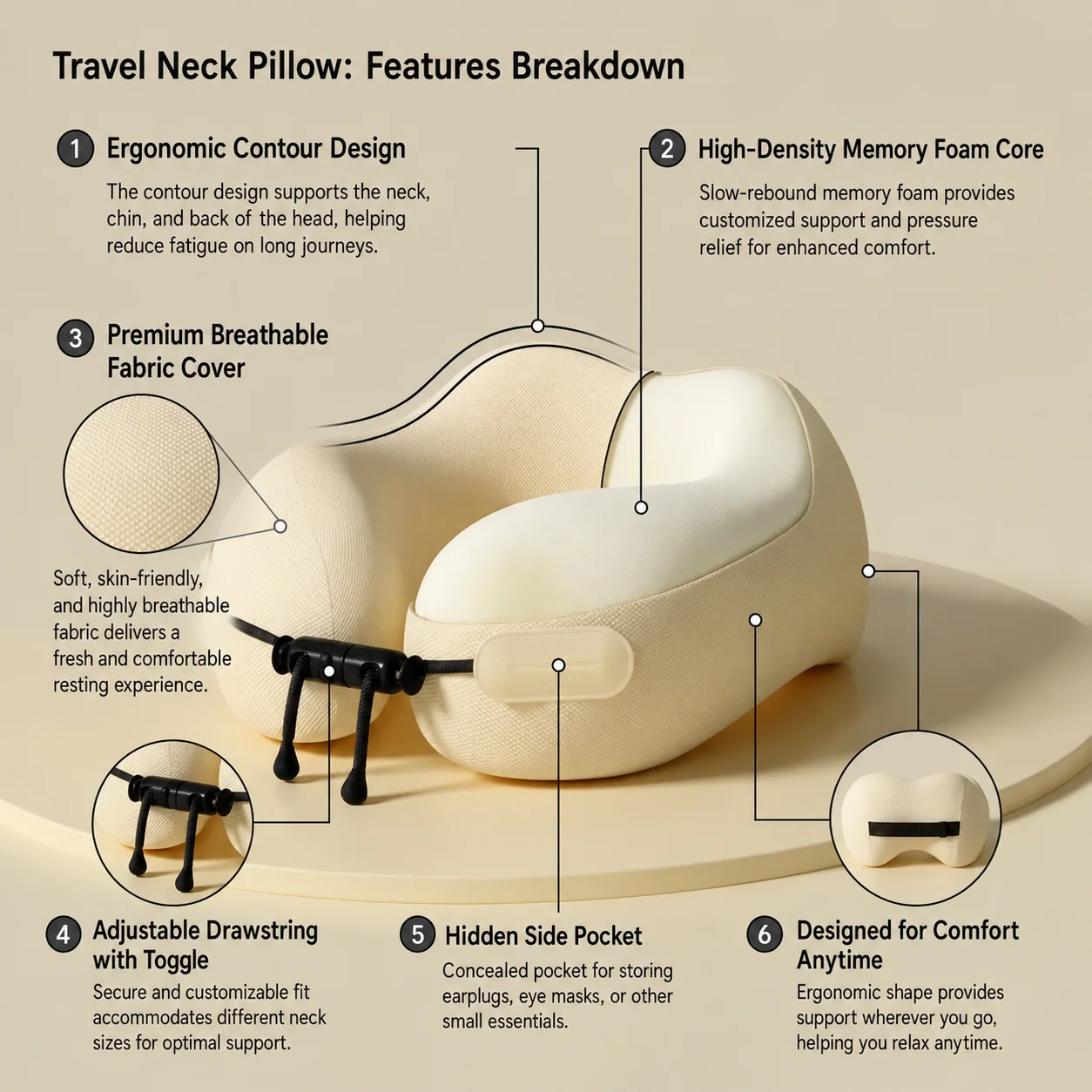 U-Shape Comfort Airplane Trave - Travel Accessories Pillow 评论和价格