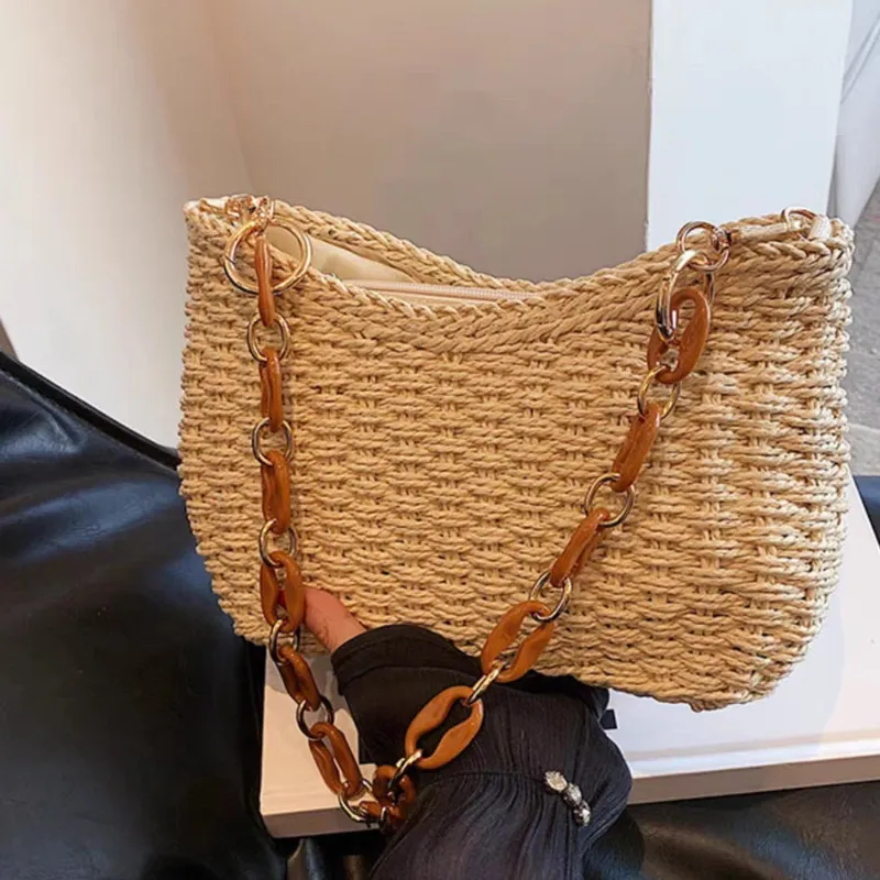 Straw Woven Shoulder Bag for W - Travel Accessories Bag 评论和价格