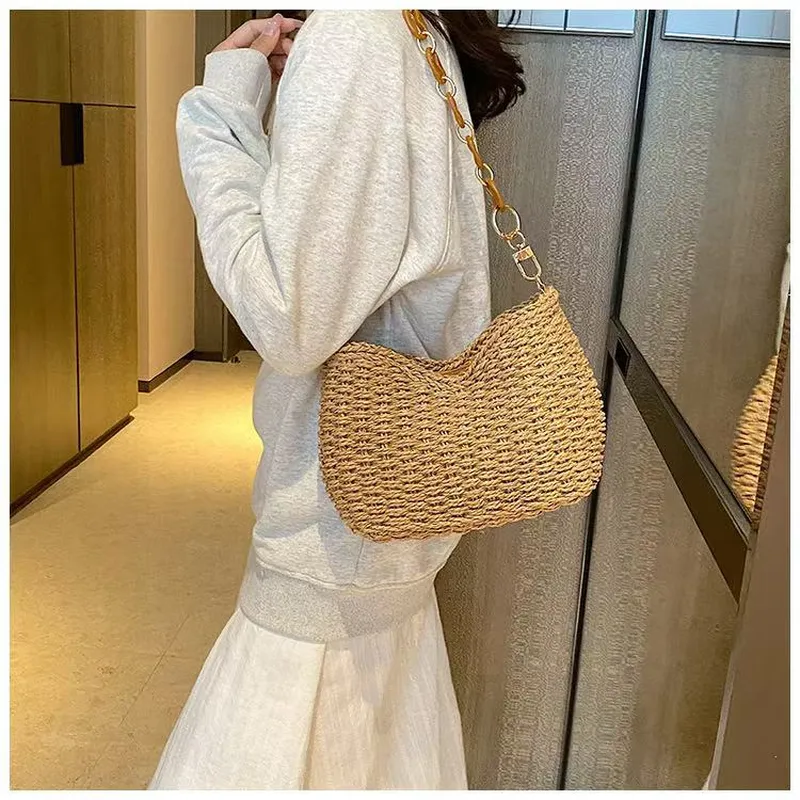 Straw Woven Shoulder Bag for W - Travel Accessories Bag 评论和价格
