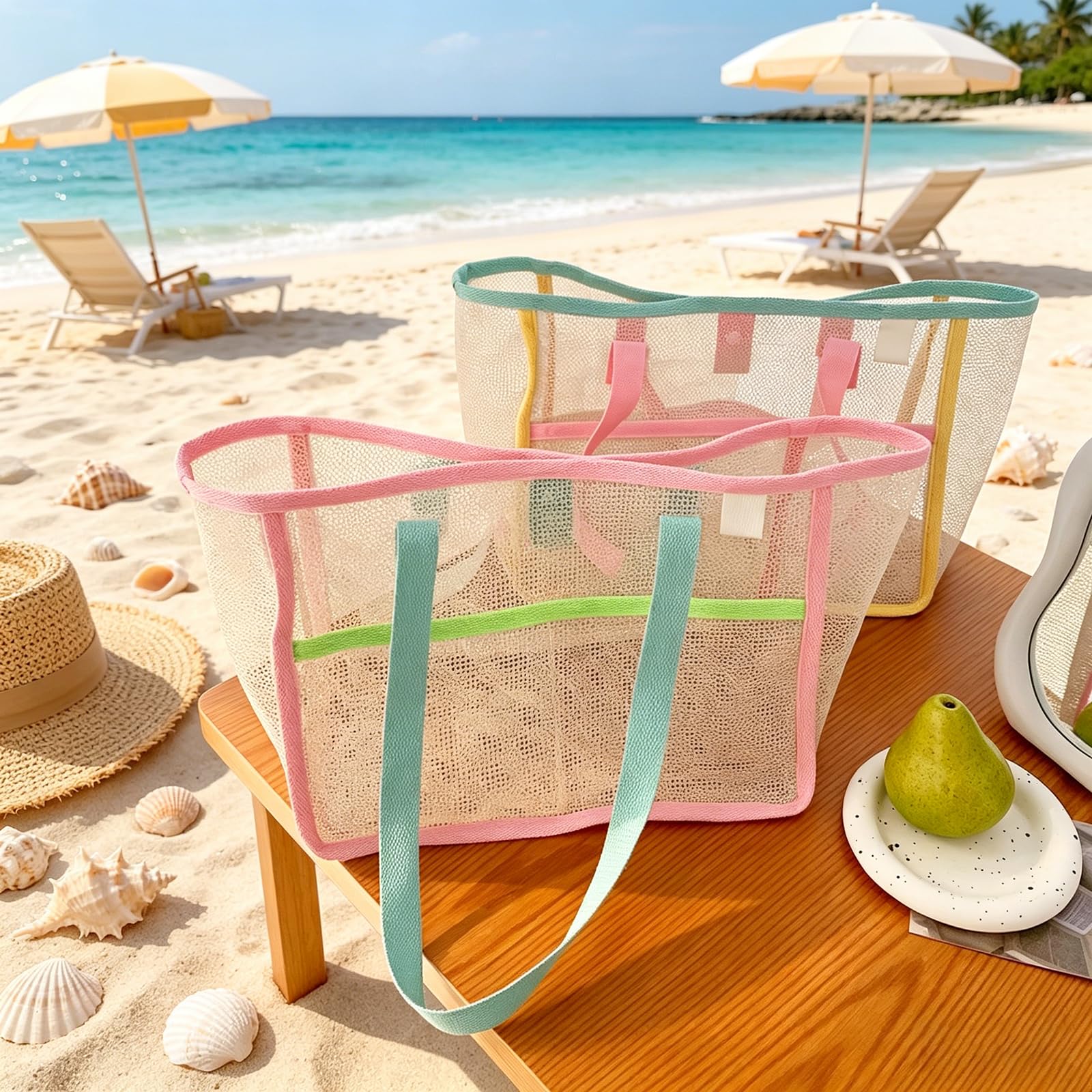 Beach Bags for Women Colorful  - Travel Accessories Bag 评论和价格