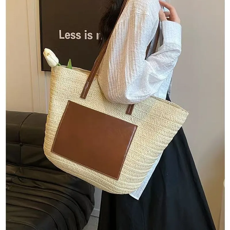 Straw hand-woven tote bag larg - Travel Accessories Bag 评论和价格