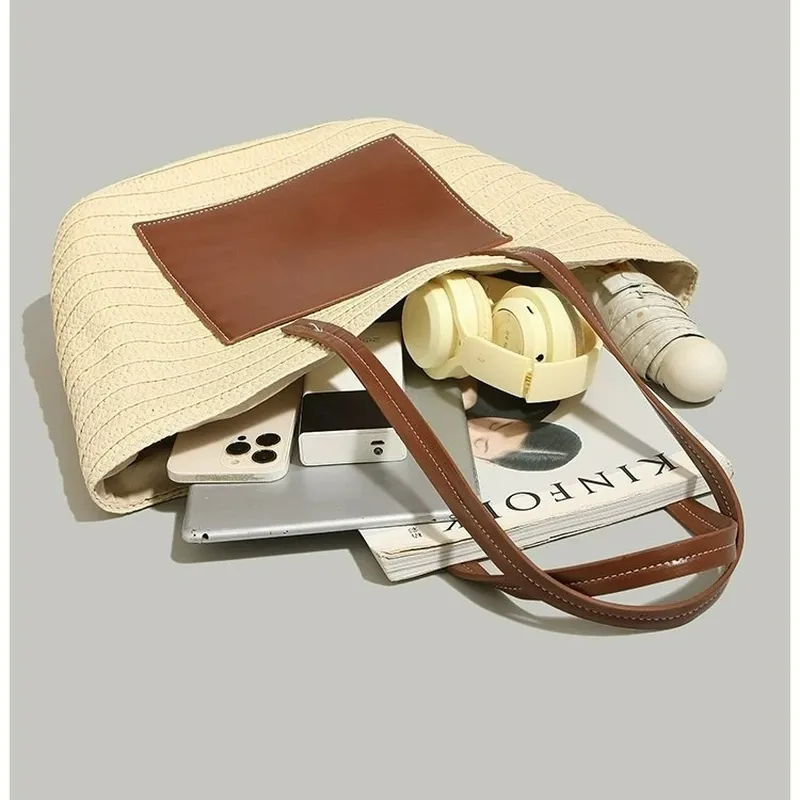 Straw hand-woven tote bag larg - Travel Accessories Bag 评论和价格