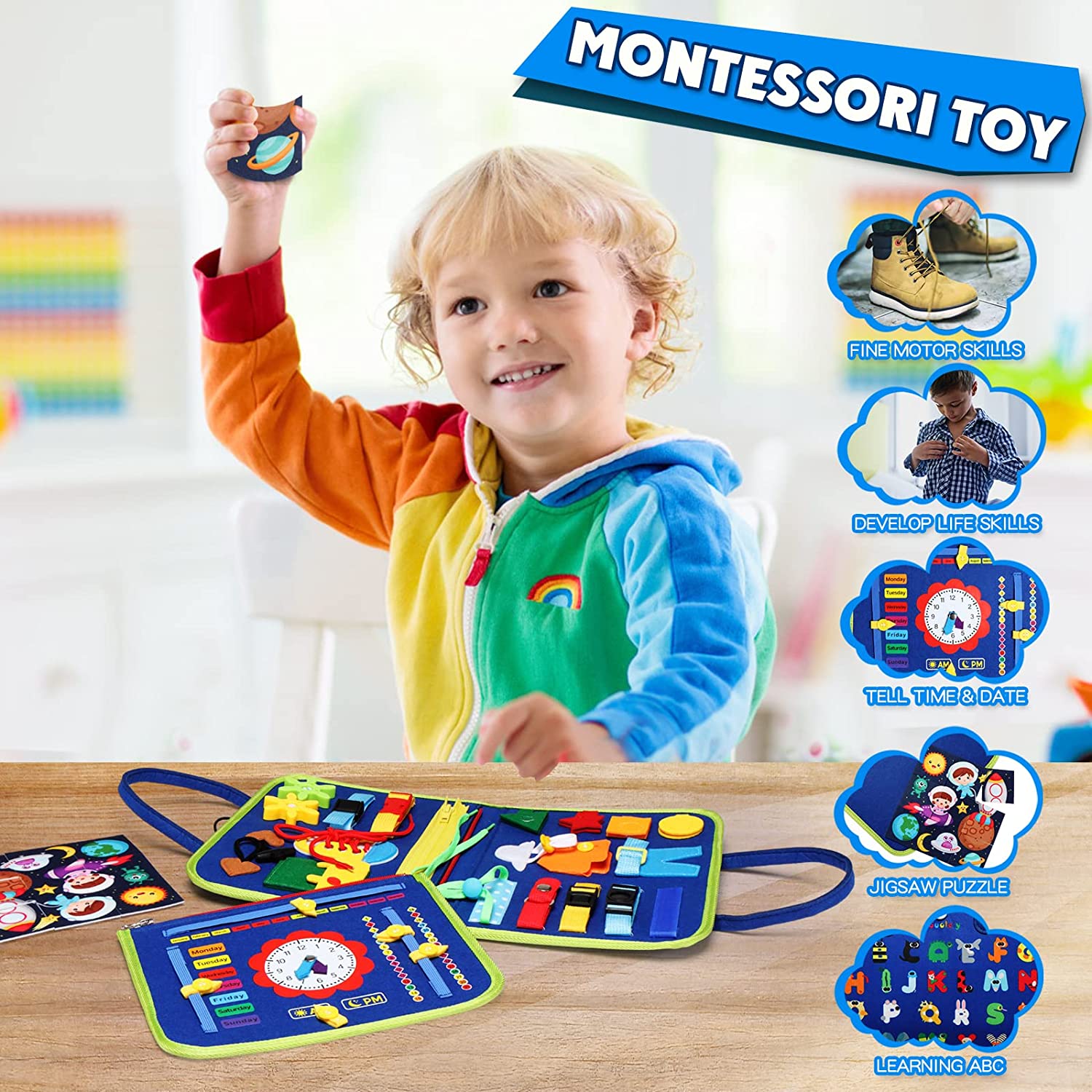 Montessori Busy Board for Todd - Travel Accessories Toddler 评论和价格