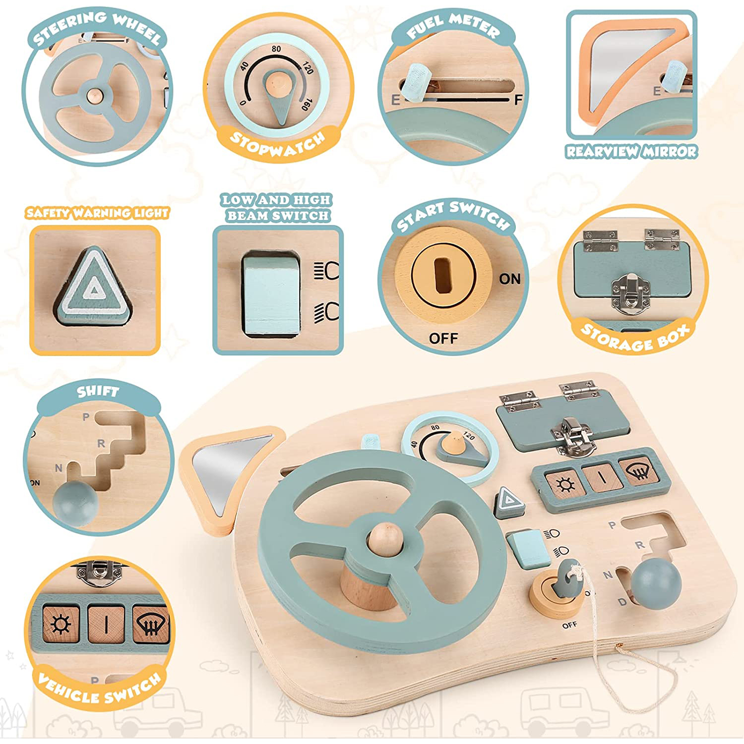Montessori Toy Steering Wheel  - Travel Accessories Toddler 评论和价格